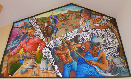 A mural inside the Silver City Visitor's Center.